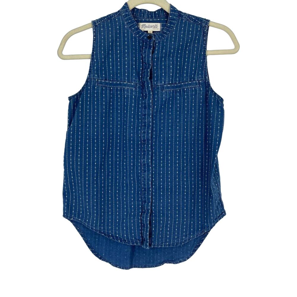 Madewell 100% Cotton Sleeveless Chambray Blouse‎ Blue Women's Size XS